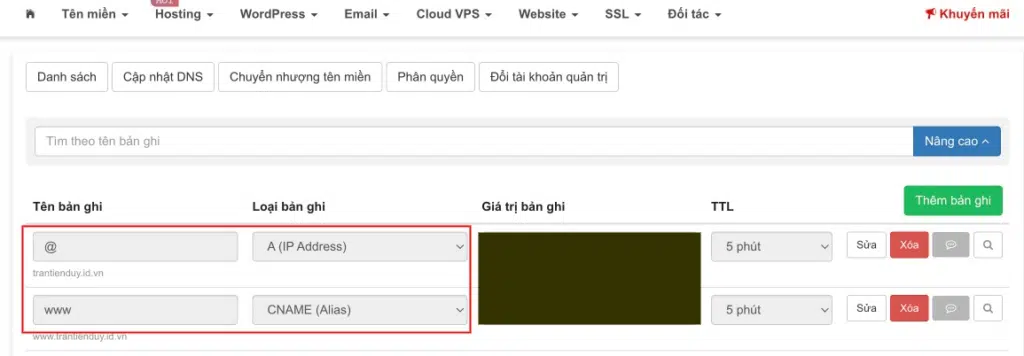 Hướng Dẫn upload Theme Website Wordpress Lên Hosting mới 1 Cập nhật bản ghi Domain