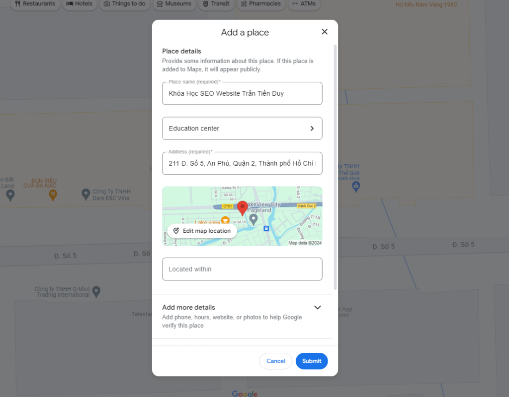Hướng dẫn tạo google map