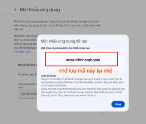Lưu mã mật khẩu ứng dụng này lại để tý điền thông tin