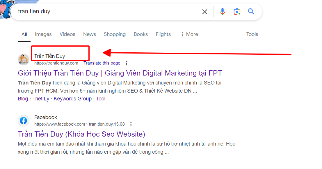 cách chèn tên thương hiệu website hiển thị với google