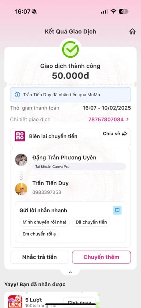 Thanh toán mua Canva Pro