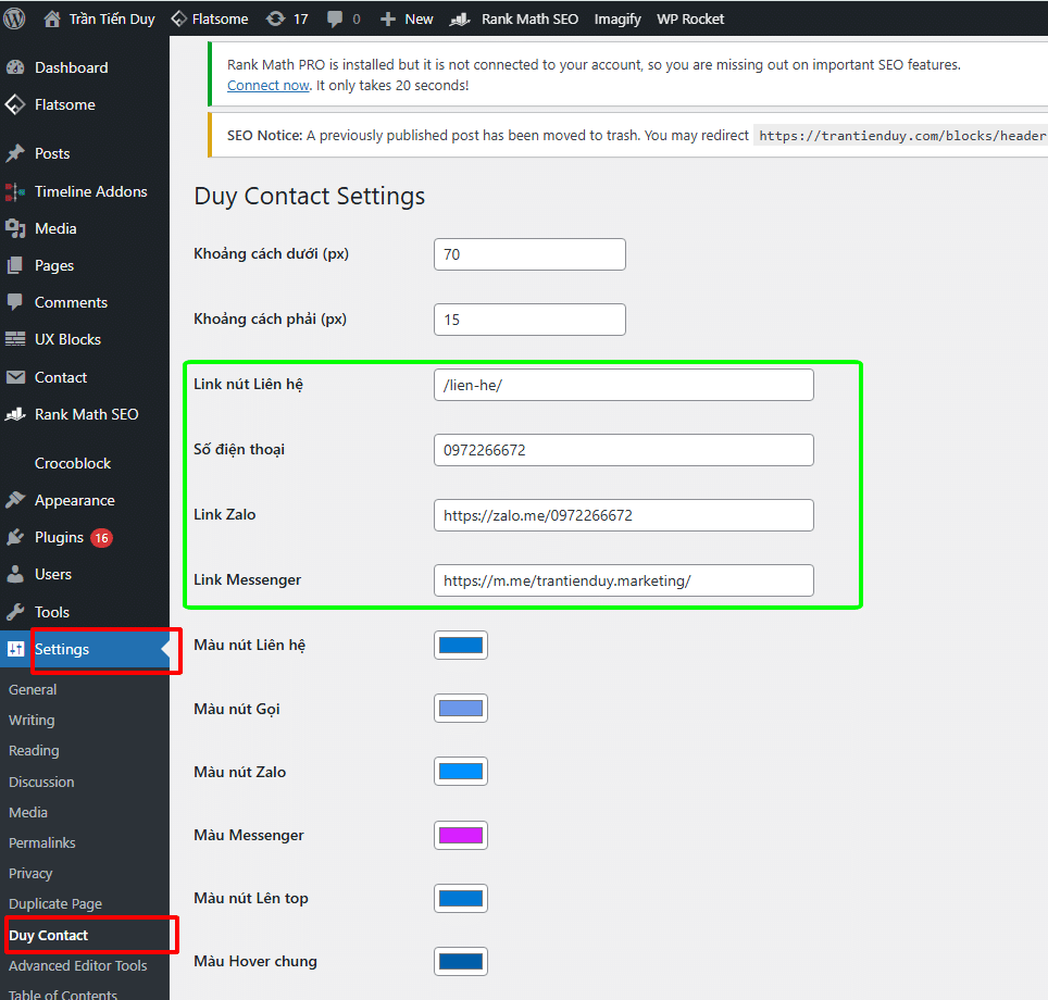 Giao diện Contact liên hệ đẹp trên Mobi và PC 7 Giao diện Nút liên hệ trong cài đặt đơn giản