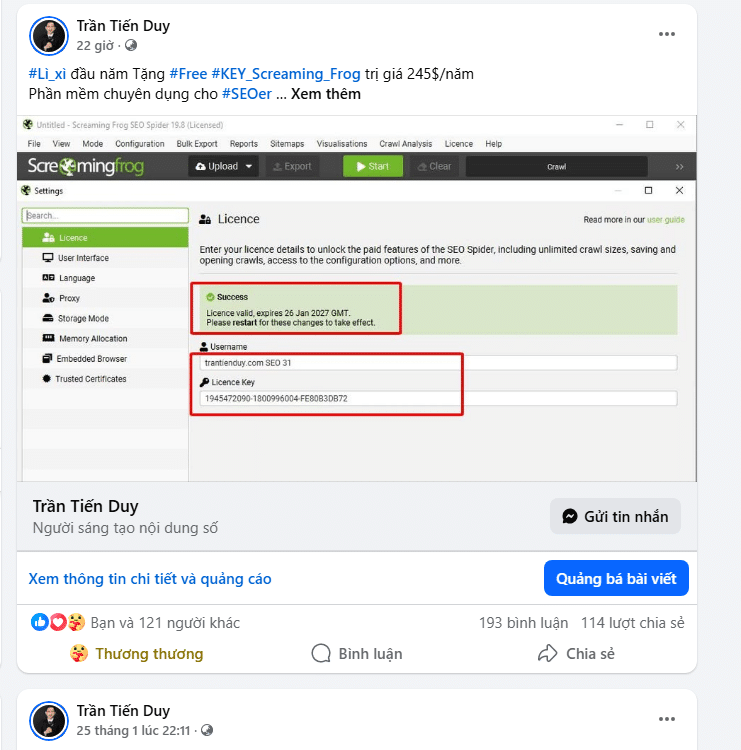 Tặng Key screaming Frog SEO miễn phí