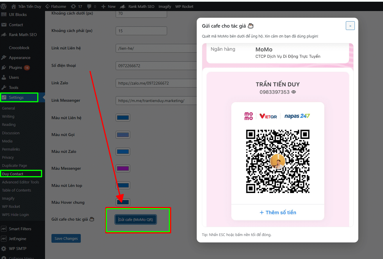 Giao diện Contact liên hệ đẹp trên Mobi và PC 8 vi momo trantienduy