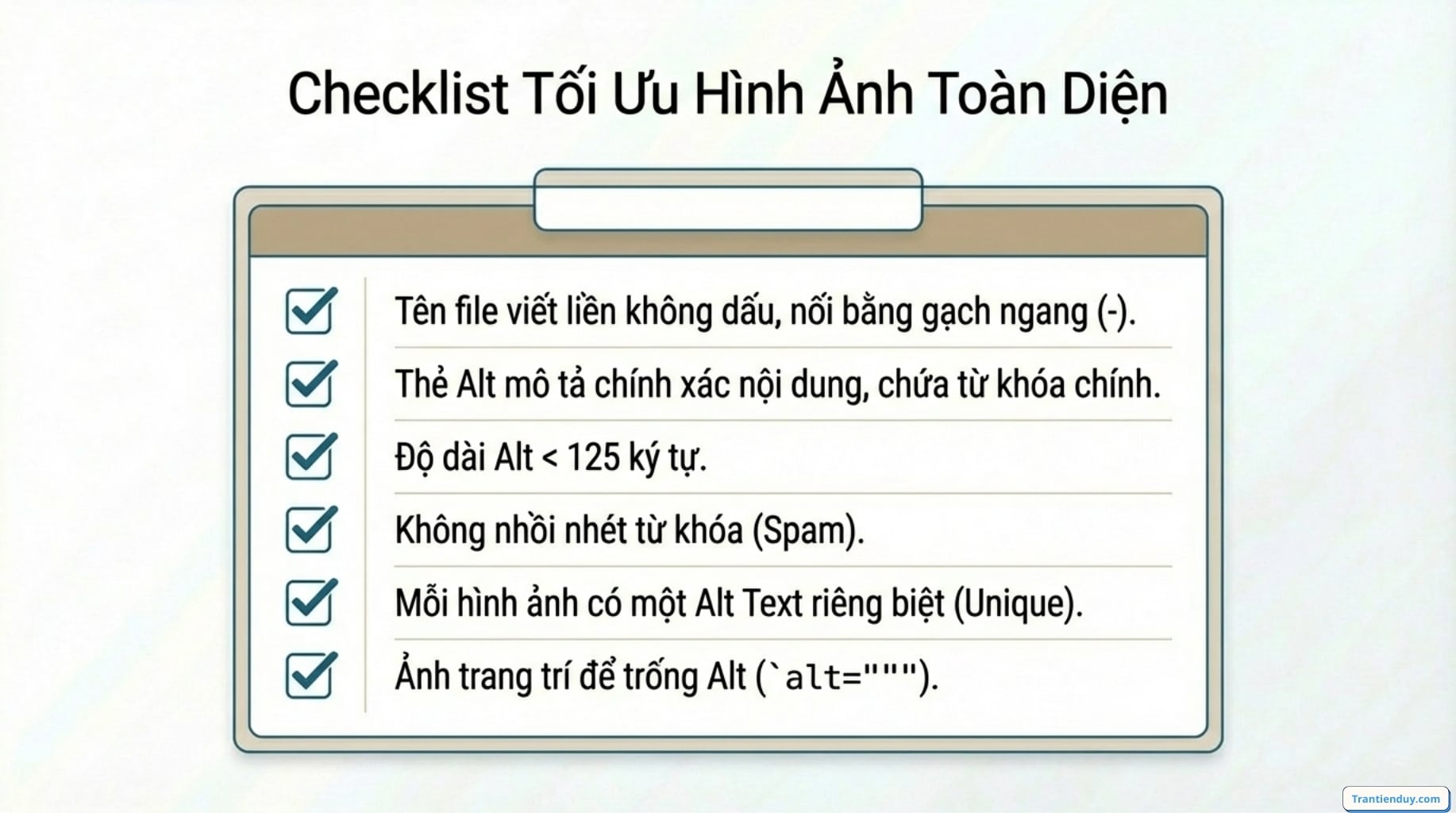 Check list tối ưu thẻ ALT