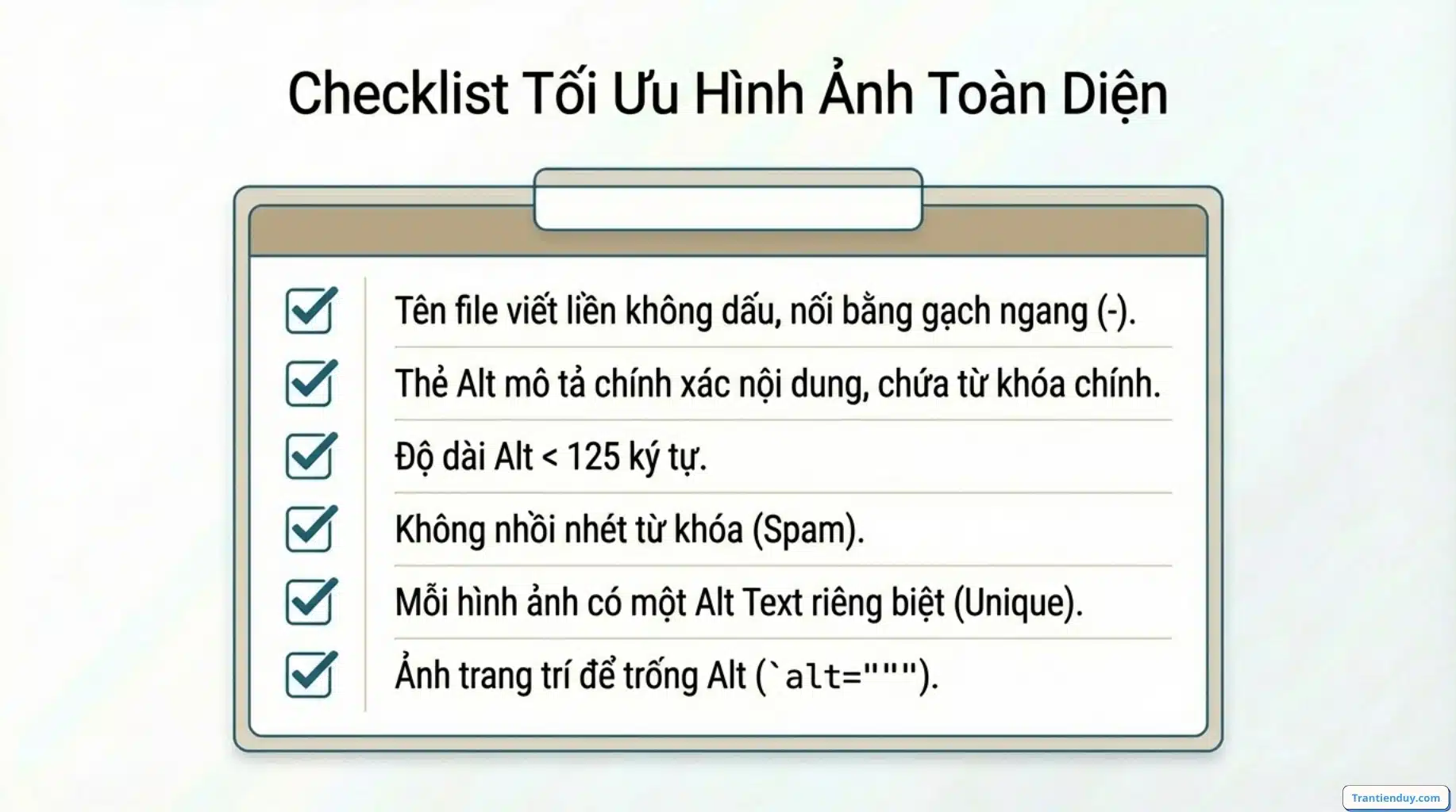 Thẻ ALT là gì? Cách tối ưu SEO hình ảnh Chuẩn 2026 ít ai biết 5 Check list tối ưu thẻ ALT