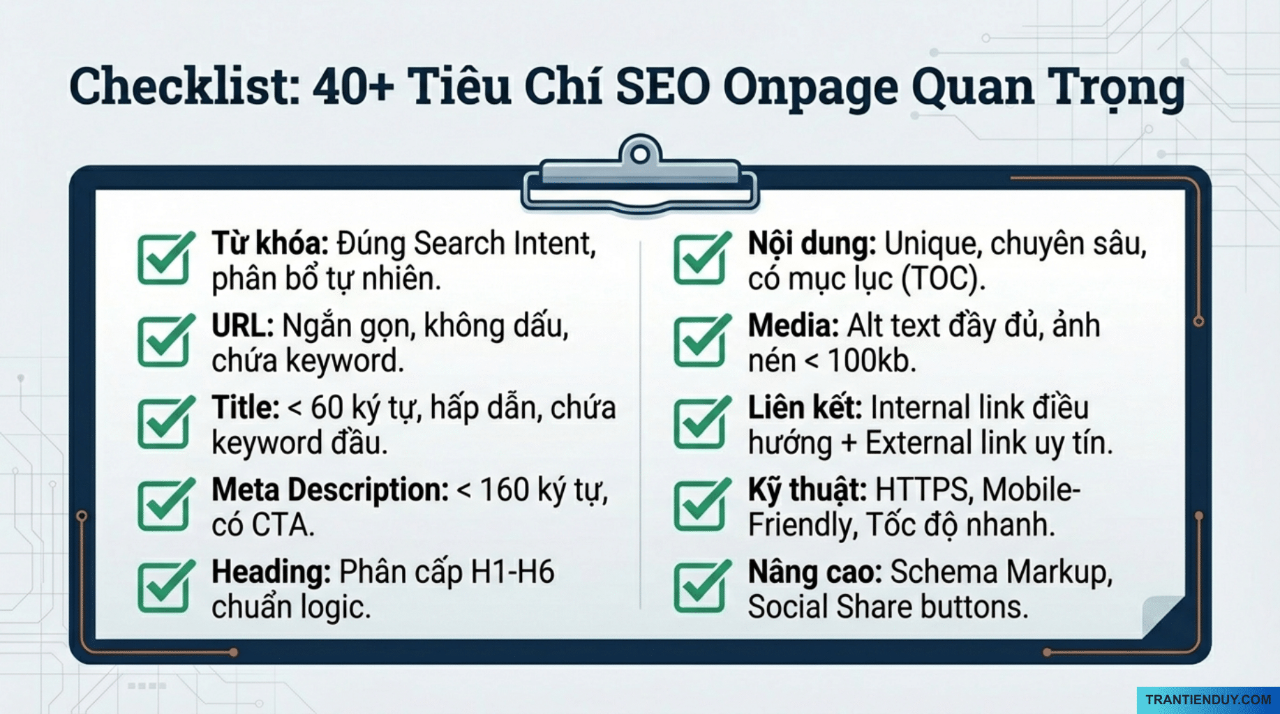 Tiêu chí Seo Onpage 