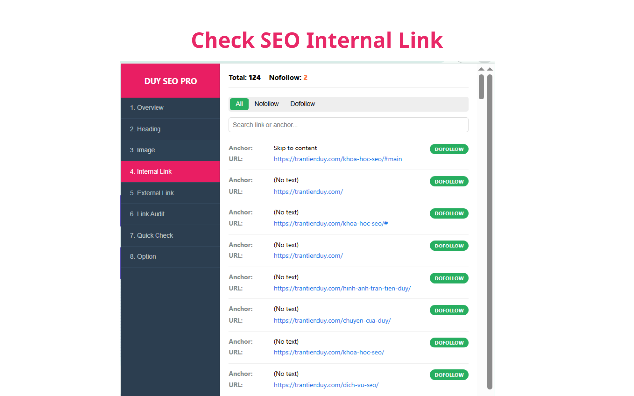 Chrome Extension - Add on DUY SEO PRO 5 Tab Link (Internal & External) – Kiểm soát dòng chảy sức mạnh