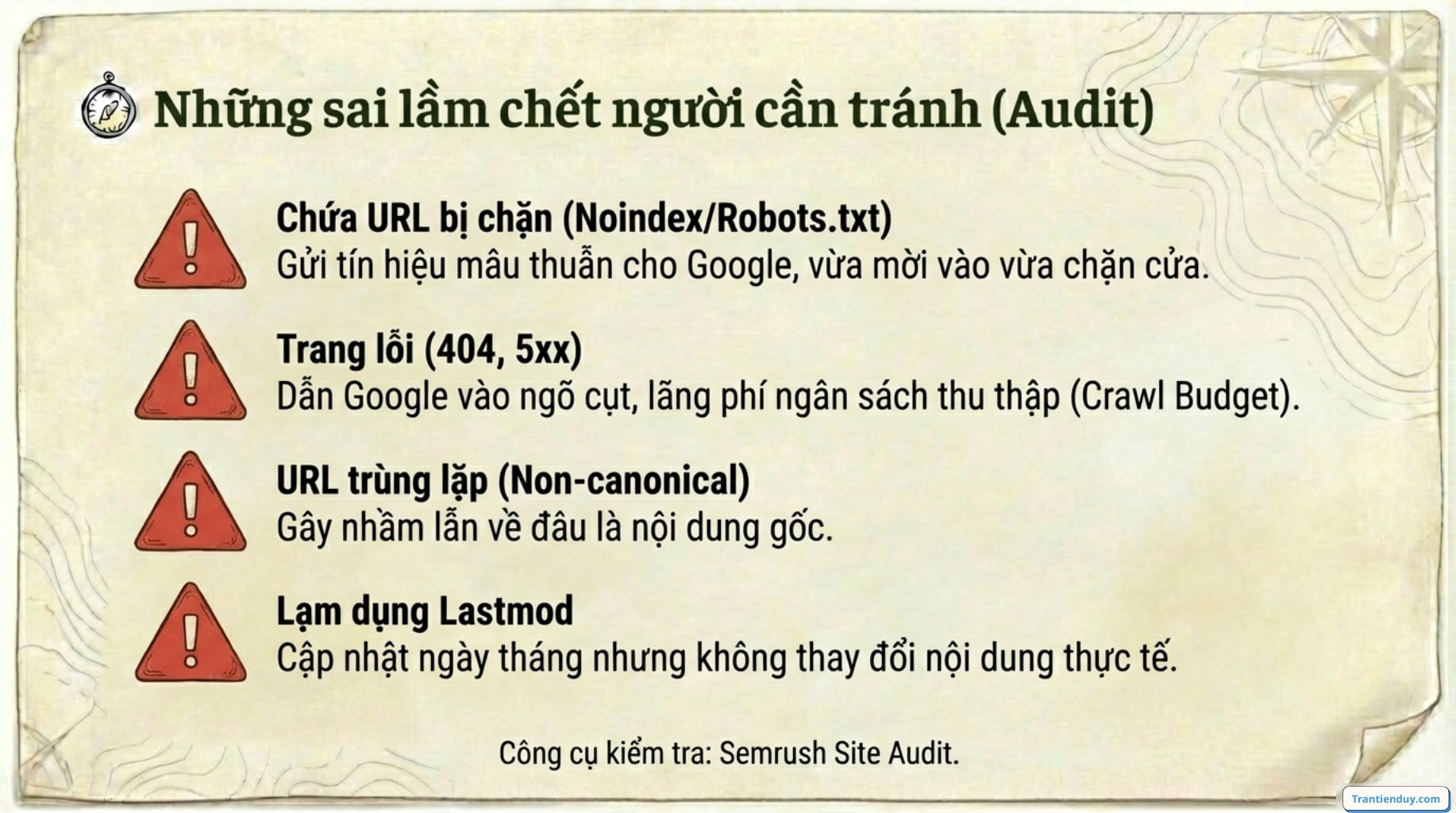 Sai lầm cần tránh về Sitemap
