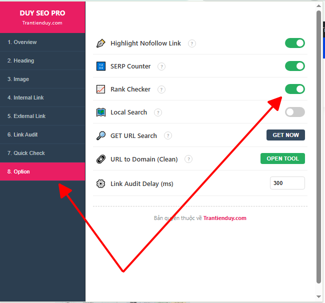 Bật extension DUY SEO PRO để dùng công cụ kiểm tra thứ hạng từ khóa miễn phí trên google