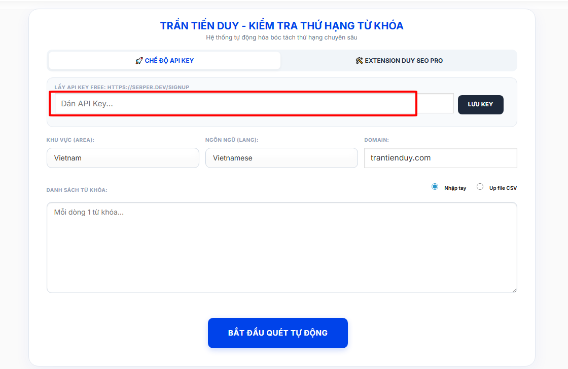 công cụ kiểm tra thứ hạng từ khóa miễn phí