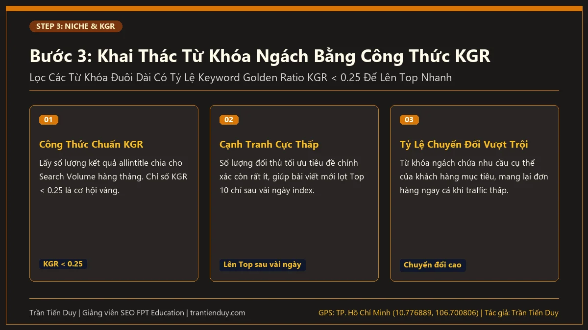 18+ Công Cụ Nghiên Cứu Từ Khóa & Quy Trình, Phương Pháp A-Z 28 Bước 3: Khai Thác Từ Khóa Ngách Bằng Công Thức KGR - Trần Tiến Duy