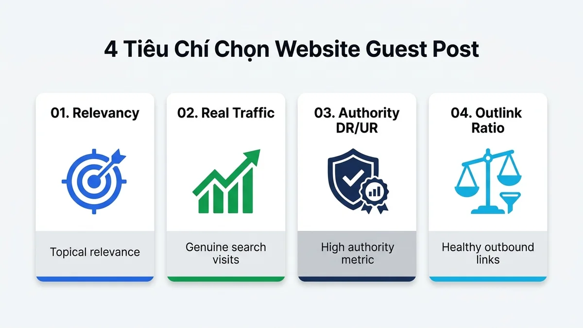 Bộ Tiêu Chuẩn Vàng Đánh Giá Website Đặt Guest Post - Trần Tiến Duy Bộ 4 tiêu chuẩn vàng đánh giá website đặt Guest Post Topical Relevance Traffic DR và Outlink