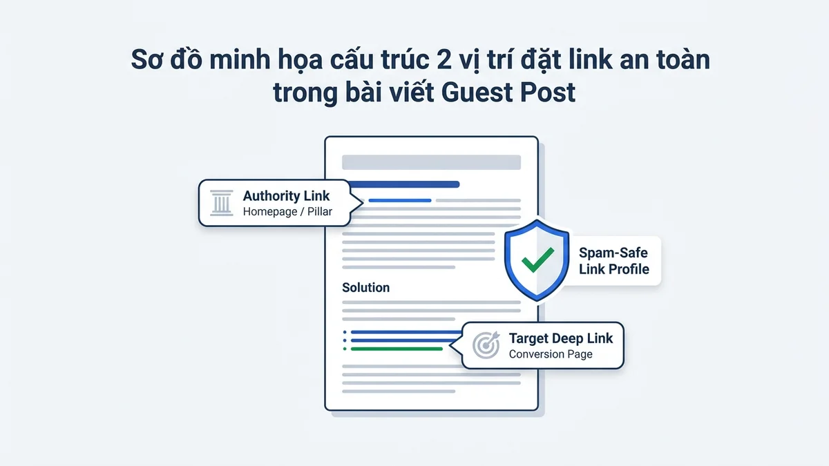 Cấu Trúc Phân Bổ Link An Toàn Trong Bài Guest Post - Trần Tiến Duy Sơ đồ cấu trúc 2 vị trí đặt link an toàn trong bài viết Guest Post Authority Link và Deep Link