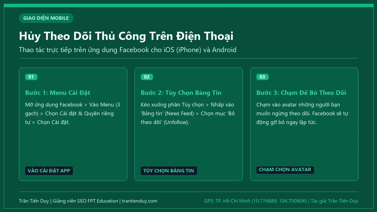 Cách Hủy Theo Dõi Hàng Loạt Người Dùng Trên Facebook Nhanh Nhất 4 Hủy Theo Dõi Thủ Công Trên Điện Thoại - Trần Tiến Duy
