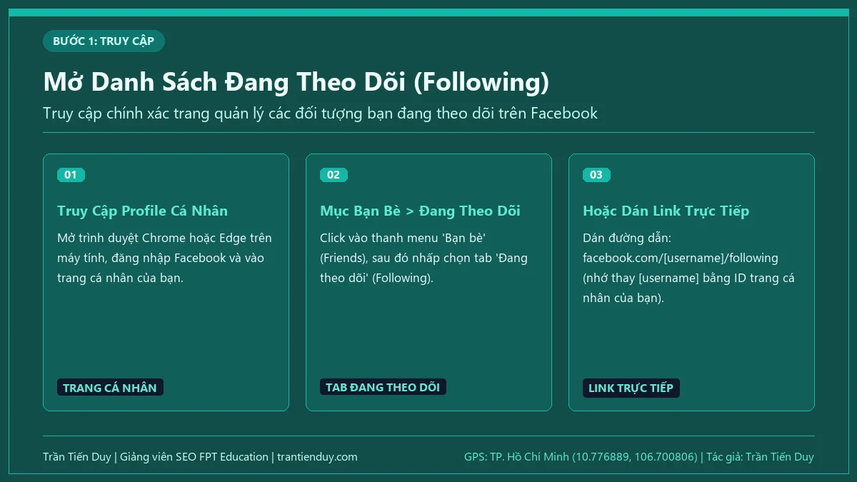 Cách Hủy Theo Dõi Hàng Loạt Người Dùng Trên Facebook Nhanh Nhất 6 Mở Danh Sách Đang Theo Dõi (Following) - Trần Tiến Duy