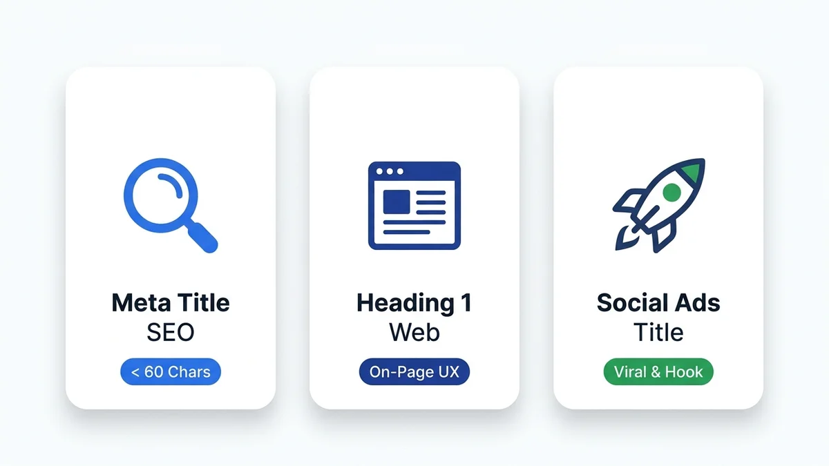 Công Thức Viết Tiêu Đề: 10 Mẫu Tăng CTR Đỉnh Cao Cho SEO Copywriting 2 So sánh sự khác biệt giữa Meta Title SEO Heading 1 và Tiêu đề Social Ads